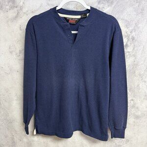 Vintage Bruce Jenner Sim Long Sleeve Henley Shirt Mens Medium 19x25 Blue 90s